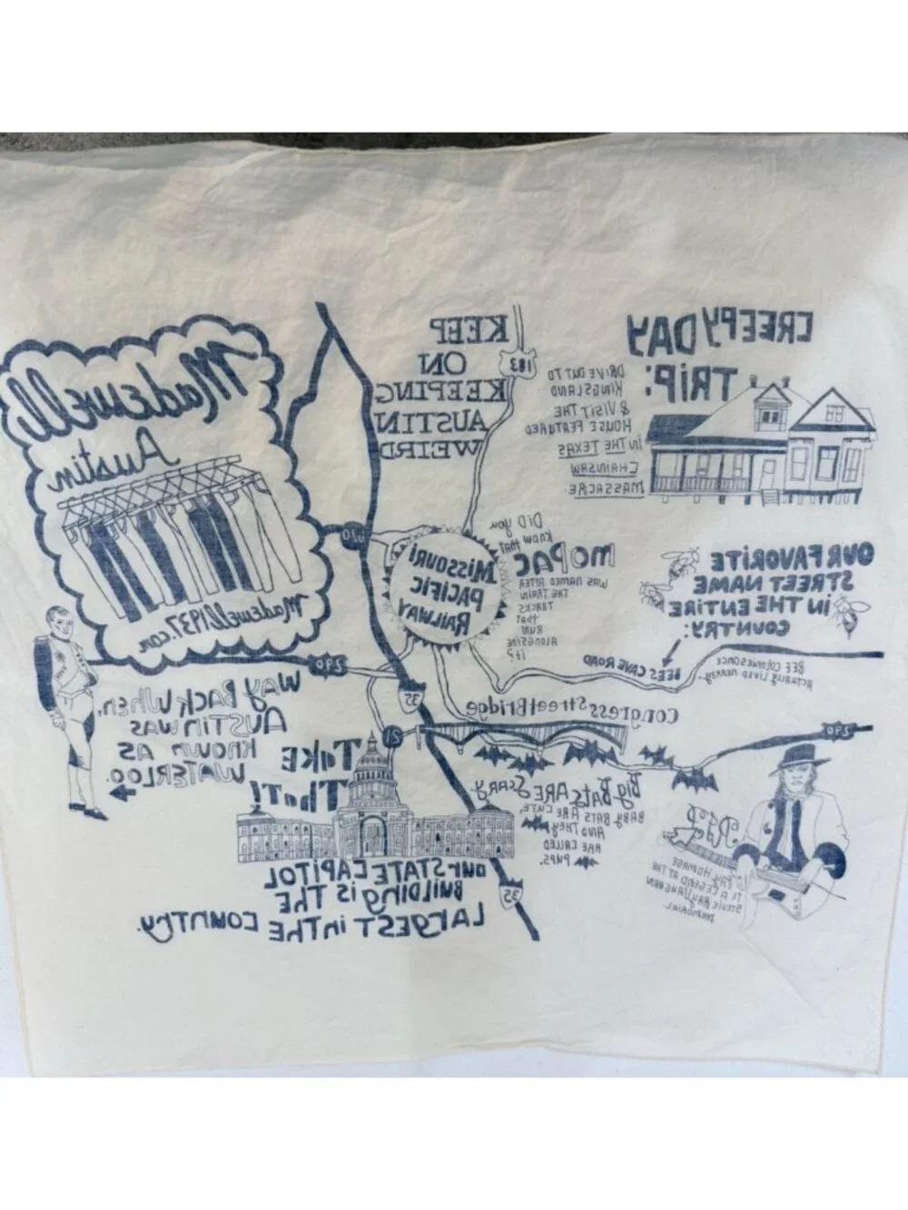 Austin Trivia Pictorial Map Scarf Decor  20